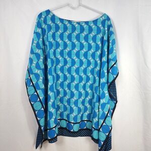 Michael Kors Blue‎ Geometric Dolman Sleeve Blouse Womens Large Indie Lightweight